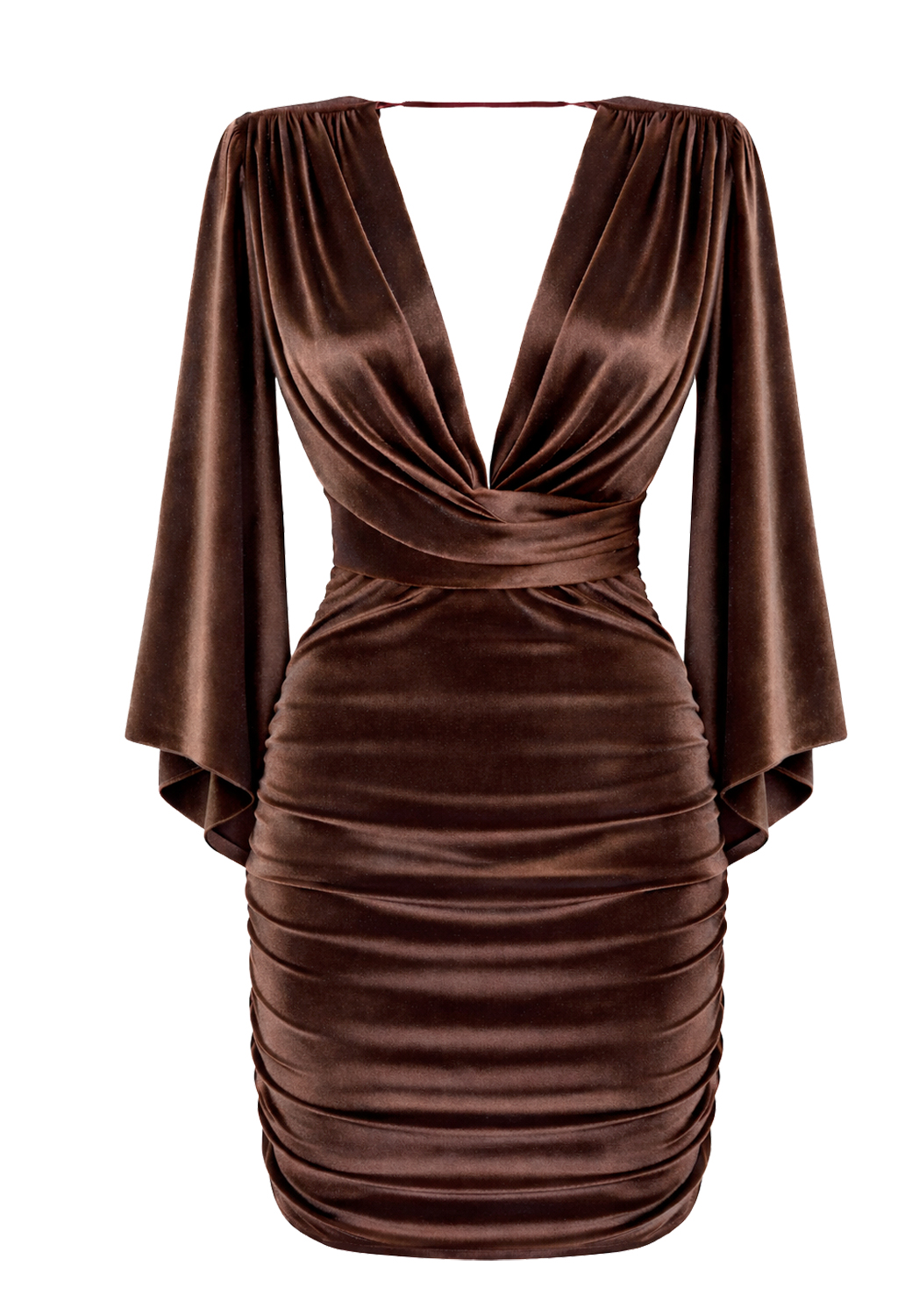 ABITO CORTO VELLUTO MANICA PIPISTRELLO 2 TG 95%PL 5%EA MADE IN ITALY  - BROWN